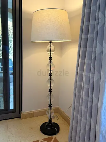 Pottery Barn 2x Glass Globe Floor Lamp with Linen Shade