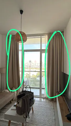 Beige floor-to-ceiling curtains (pair) - gently used