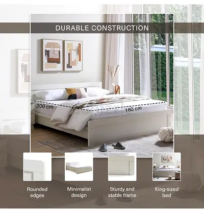 FOR SALE WHITE KING SIZE BED WITH 22CM POCKETED MATRESS SPRING WITH 2 BEDSIDE TABLE