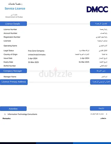 Licence For Sale DMCC Free Zone