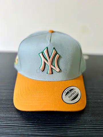 NY Yankees Snapback Cap - Light Blue  Orange