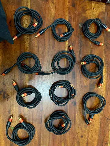 Set of 12 COAX RCA audio cables (RCA to RCA) - used, working for AVRs Preout or amplifiers