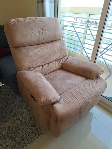 Beige microfiber rotating recliner armchair - well kept and comfortable