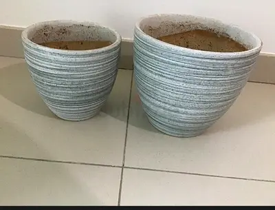 Ceramic striped plant pots