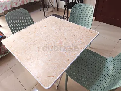 Square Dining Table with Metal Chairs