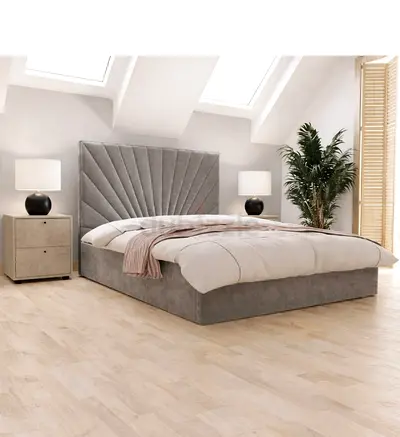 My grey velvet Brand new Queen size bed including mattress Queen bed storage family bed