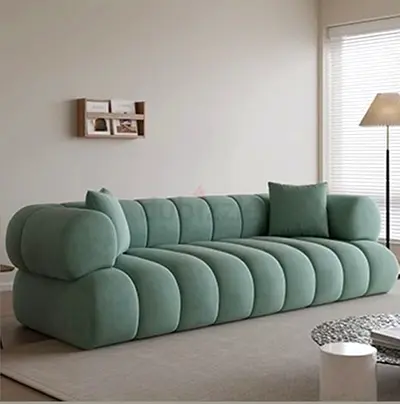 My green plush 3-seater sofa