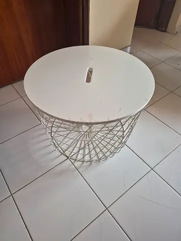 White metal wire laundry/storage basket