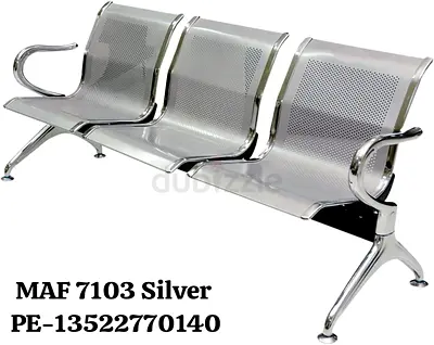 3-seater Silver Metal Waiting Room Bench (Perforated)