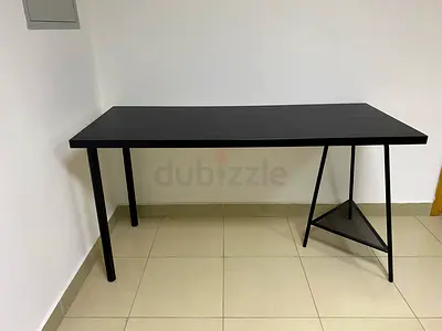 Black Metal Study Table with Mesh Under-shelf, it measures 1.45 m x 62 cm approximately. Like new