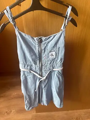BARGAIN CALVIN KLEIN STRAPPY DENIM MIDI DRESS FOR GIRLS 4T
