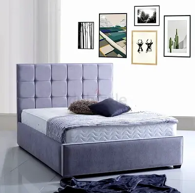 Grey Tufted Upholstered Bed Frame