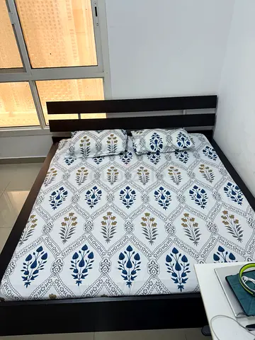 Wood bed frame with mattress for Sale