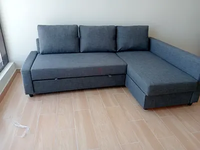 Grey L-shaped SOFA BED Ikea with Chaise — Good Condition