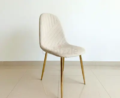 Modern Beige Chair with Gold Legs - 2 Chairs