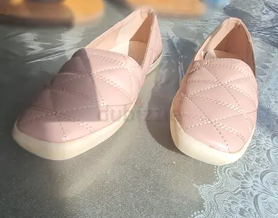 Light pink quilted slip-on shoes — unused