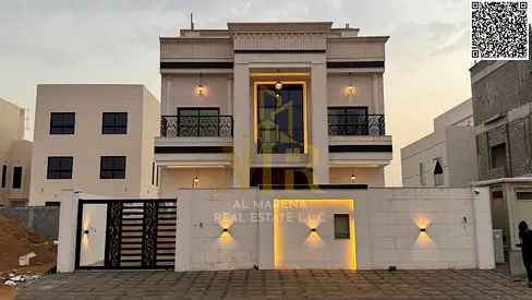 Luxury villa for sale in Al Helio 2 - Elegant design featuring 6 spacious bedrooms and ultra-luxurious finishes in a strategic location in Ajman 🏡✨
