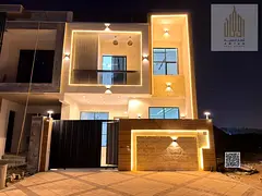 Luxury villa for sale in Al Yasmin, modern design with a spacious rooftop terrace, all fees included