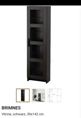 IKEA BRIMNES Tall Glass-Door Cabinet (Black) - 39x142 cm