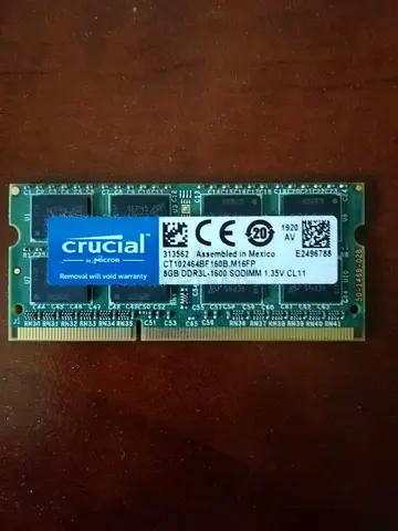 Crucial Memory 8GB DDR3 1600 MHz for laptops