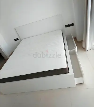 IKEA malam queen‑size bed (160 × 200 cm) with 2 storage drawers underneath and an IKEA mattress ✨
