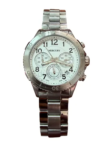 MERCURY MENS SWISS QUARTZ WATCH WITH WHITE DIAL - MER-0006