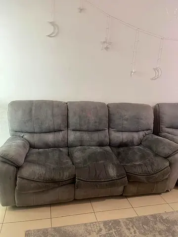 Grey 6-Seater Recliner Sofa - Comfortable, require mentenance and cover change