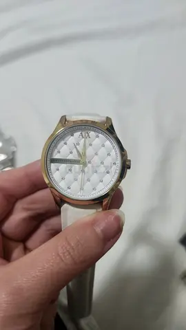 Armani Exchange White Womens Leather Strap Watch - Quilted Dial, Gently Used