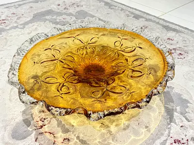Vintage Amber Glass Decorative Plate