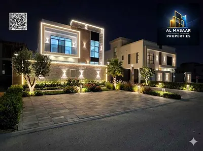 Villa for sale in Ajman, Al Helio area. 4 master bedrooms, living room, majlis, and maid's room. Freehold ownership for all nationalities. Bank financ