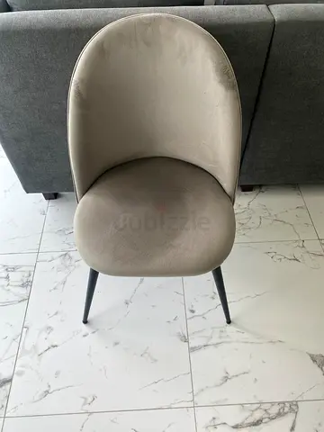 Modern taupe velvet dining chair — good condition