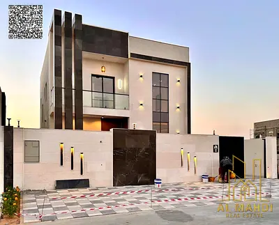 Luxury villa with swimming pool and central air conditioning, featuring high-end finishes, in the Al Bahia area – a prime location in Ajman. Registrat