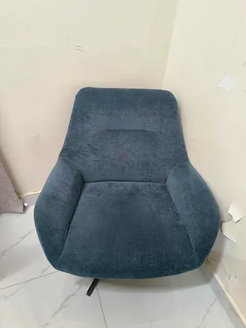 2 Blue Velvet Accent Armchair — Modern Comfortable Lounge Chair