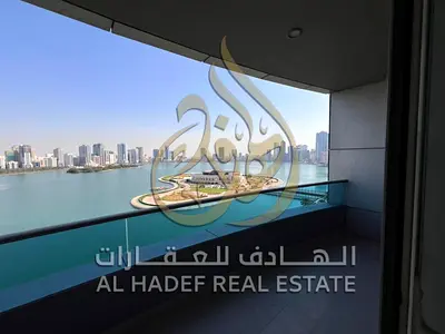 Luxury 4BR + Majlis + maid room, 2 balconies with direct sea view, 6 bathrooms, parking, gym, pool, free AC. AED 160K yearly.