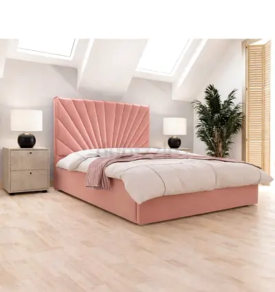 Pink upholstered Brand new Queen size bed with medical mattress Queen bed good Quality