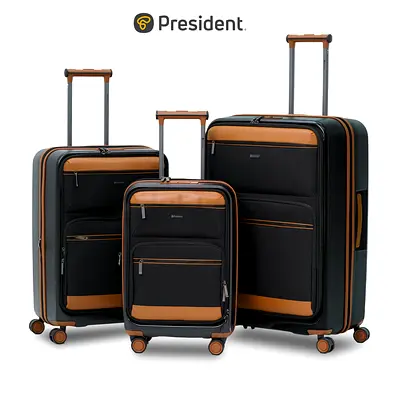 The President Luggage Set Of 3 - Polycarbonate Material | Unisex | Money Moves, Black