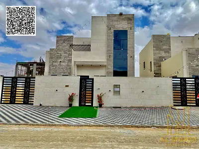 Luxury villa in Al Helio 2, Ajman, ready for immediate occupancy with high-end finishes and spacious living areas. Freehold ownership for all national