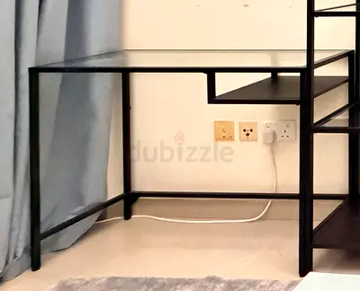 IKEA Black metal desk with glass top