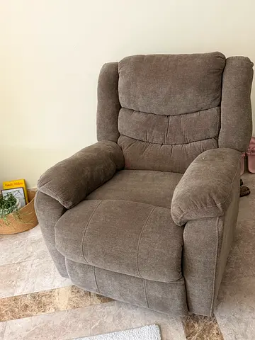 My brown fabric recliner chair — comfortable, good condition