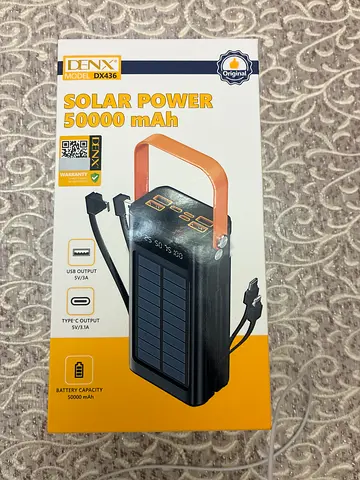 Denx DX-635 solar power bank, 50,000 mAh — new in box
