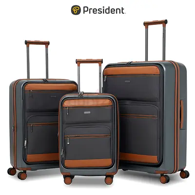 The President Luggage Set Of 3 - Polycarbonate Material | Unisex | Money Moves, Grey