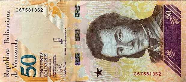 Currency of Venezuela 50 Bolivars Banknote 2018
