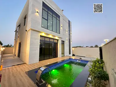 Villa with an indoor pool (all fees included) near the mosque. One of the most luxurious villas in Ajman. Super deluxe construction and finishing, ver