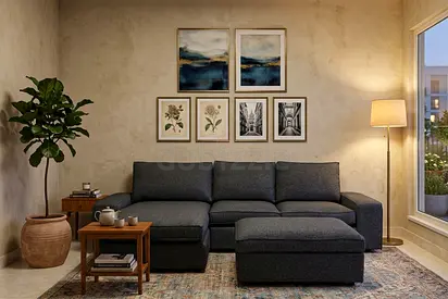 Premium Fabric Sofa with Ottoman – High-quality upholstery with a matching footrest for extra comfor