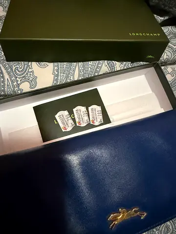 Longchamp blue leather long wallet - good used condition