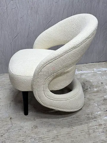 My S-shaped Bouclé Accent Chair — Cream Sculptural Design
