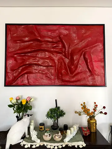 Scarlet Silence – Handmade Textured Abstract Canvas (160x100 cm)