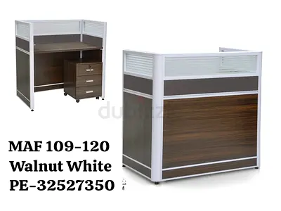 Walnut  White Reception Counter / Workstation (MAF 109-120)