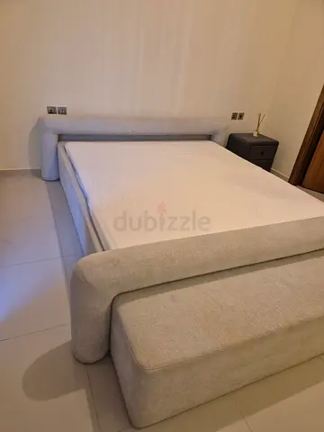 Modern Bed Frame with Upholstered Headboard