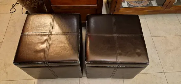 Pair of Stool cushioned with storage